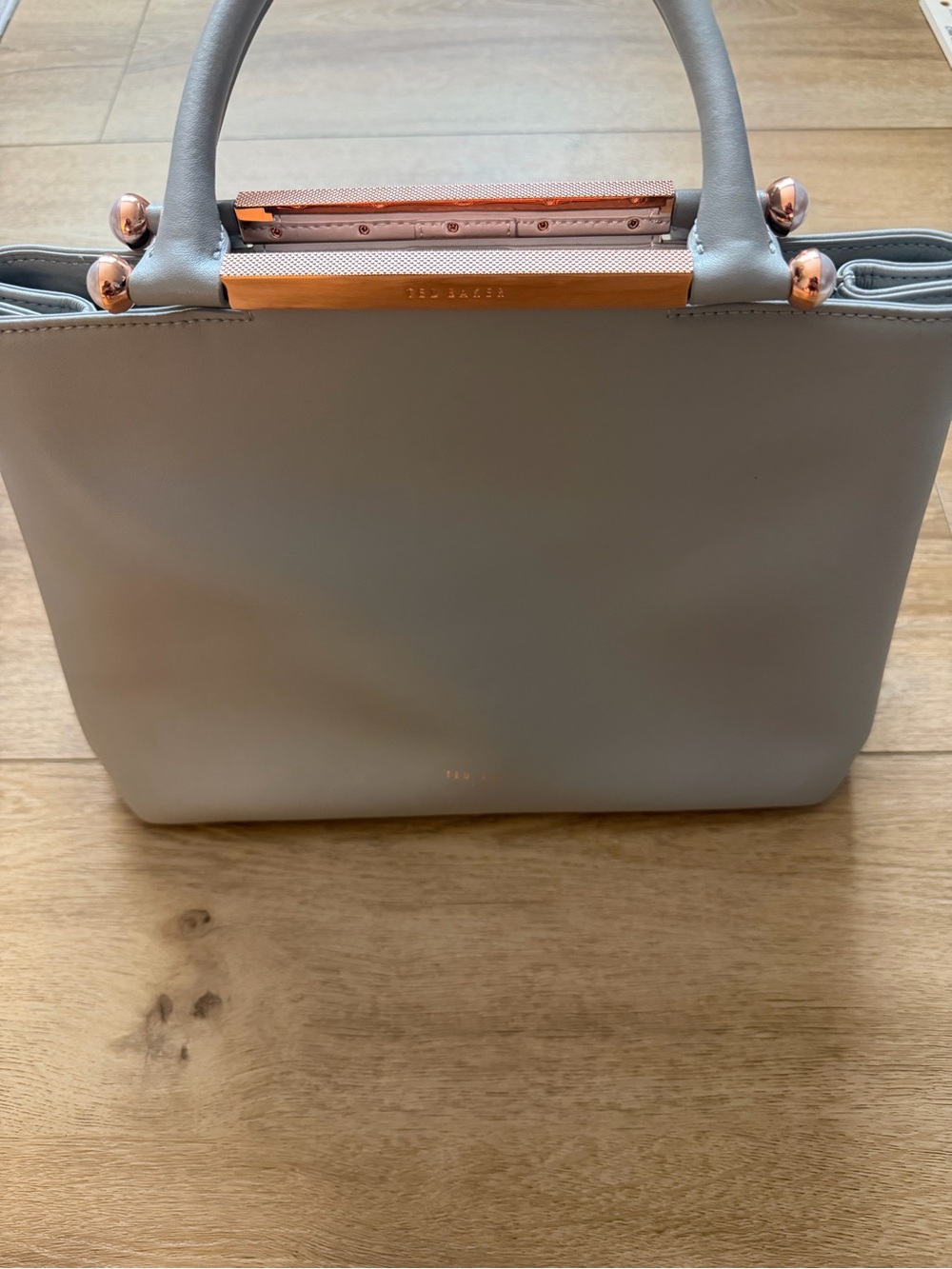 Ted Baker Light Gray Tote with Rose Gold Hardware